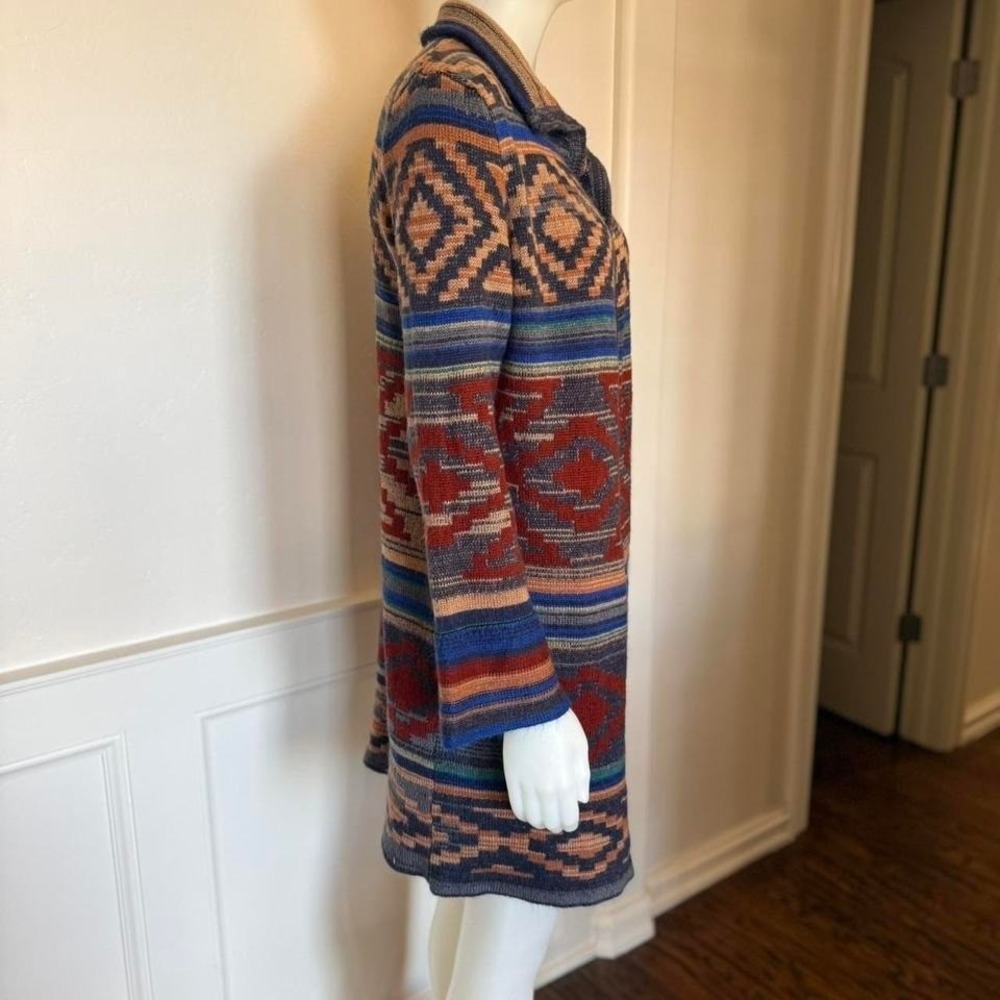 Spense Southwestern Knit Cardigan Sweater Coat Open Front Size Large - Picture 7 of 7